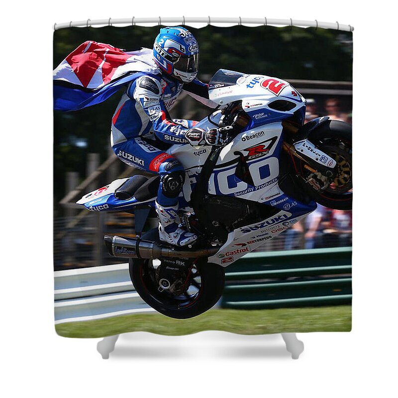 Motorcycle Shower Curtain featuring the photograph Superbike superhero by Lawrence Christopher