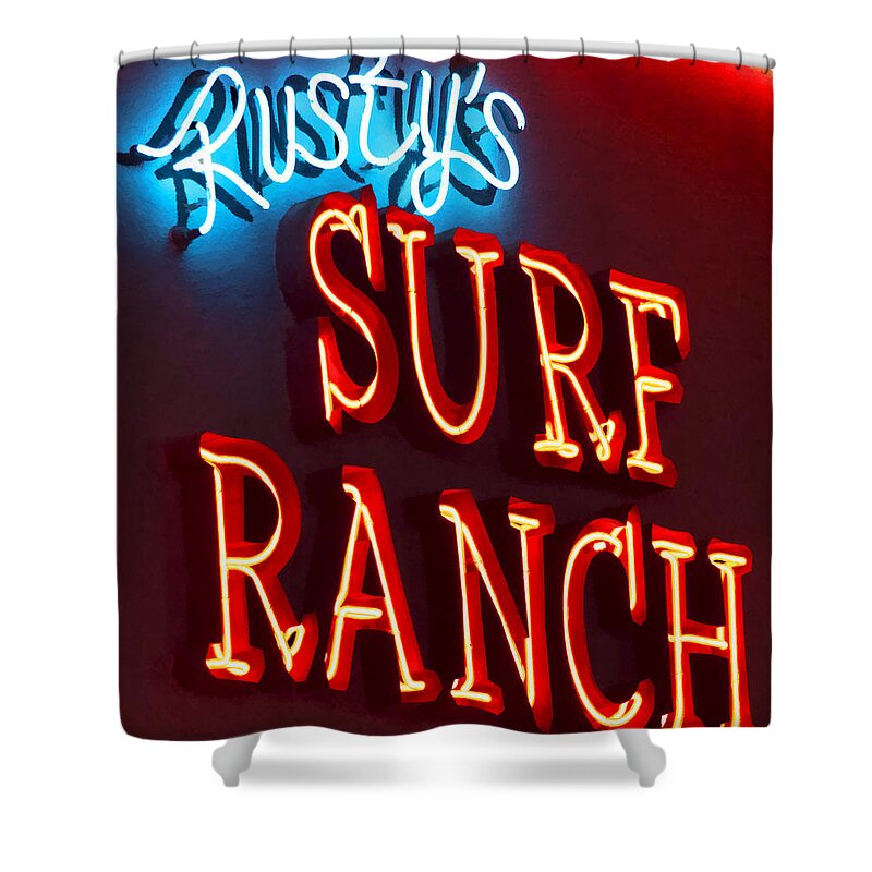 Surf Ranch Sign Shower Curtain featuring the photograph Surf Ranch Sign by Chuck Staley