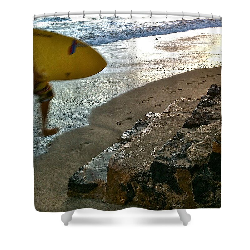 Movement Shower Curtain featuring the photograph Surfer in Motion by Kathy Corday