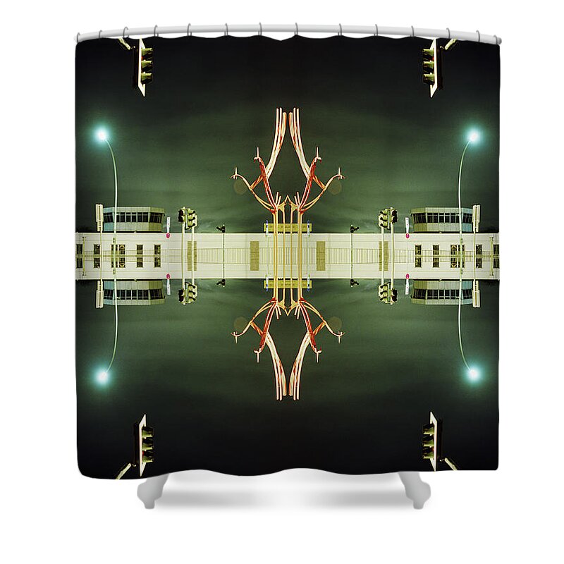Berlin Shower Curtain featuring the photograph Surreal Kaleidoscope Building With by Silvia Otte