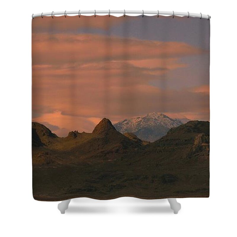 Diane Strain Shower Curtain featuring the painting Surreal Mountains in Utah #1 by Diane Strain