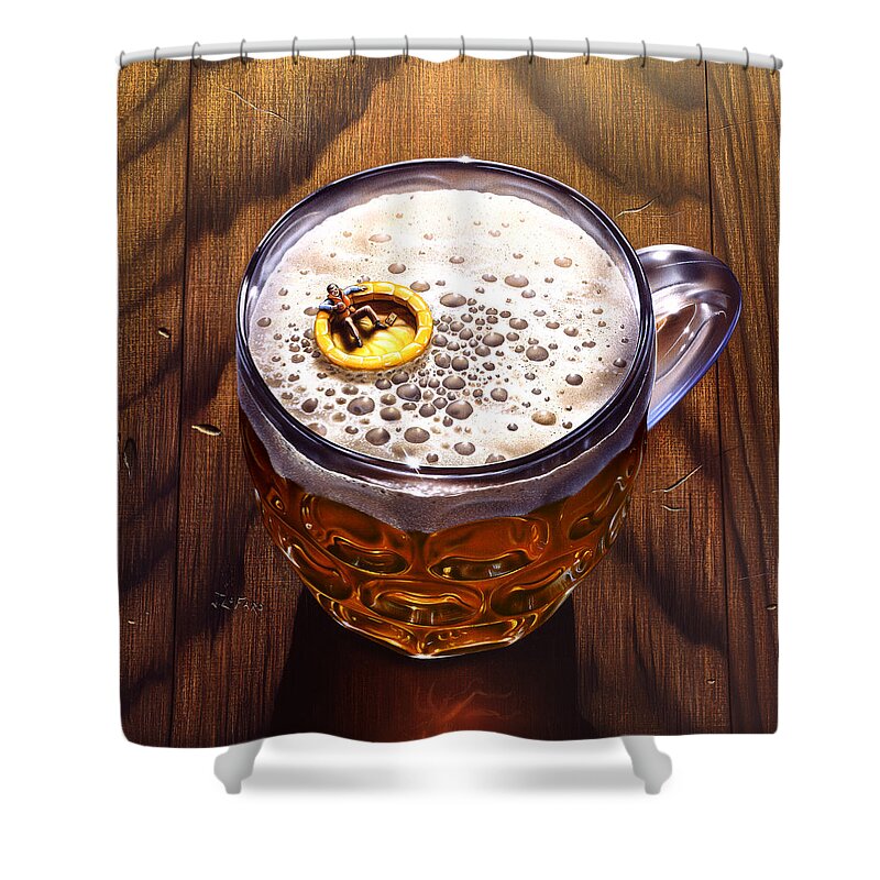 Beer Shower Curtain featuring the painting Survivor by Jerry LoFaro