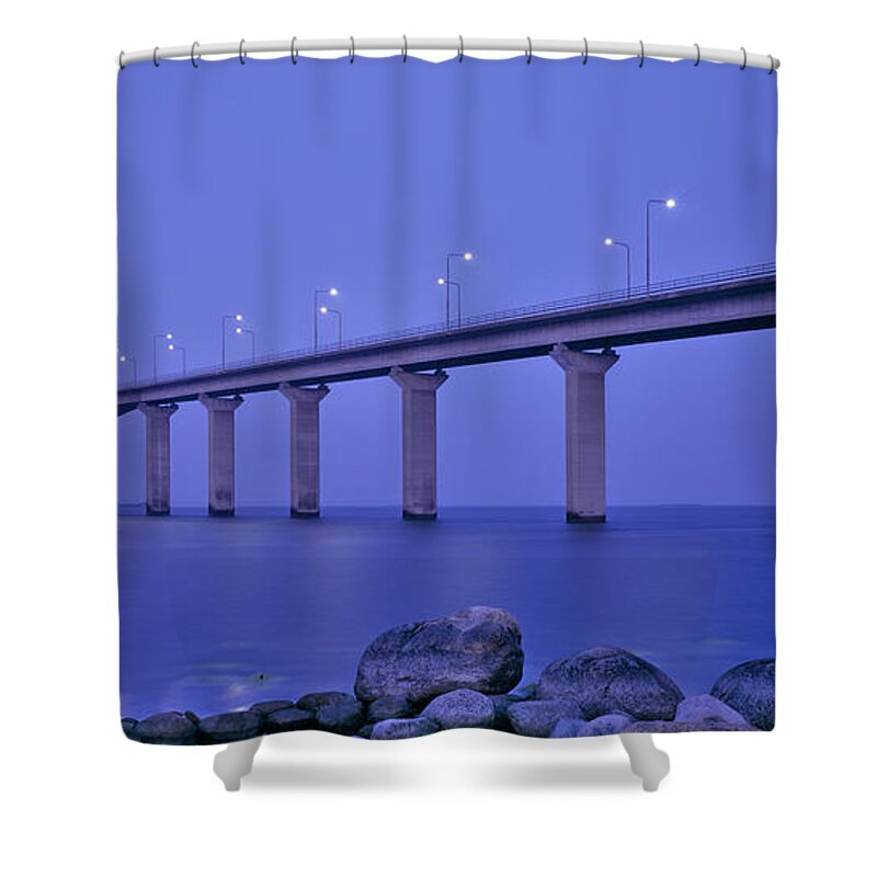 Photography Shower Curtain featuring the photograph Sweden, The Bridge To The Island by Panoramic Images