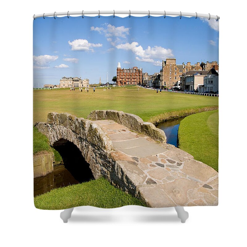 Golf Shower Curtain featuring the photograph Swilcan Bridge On The 18th Hole At St Andrews Old Golf Course Scotland by Unknown