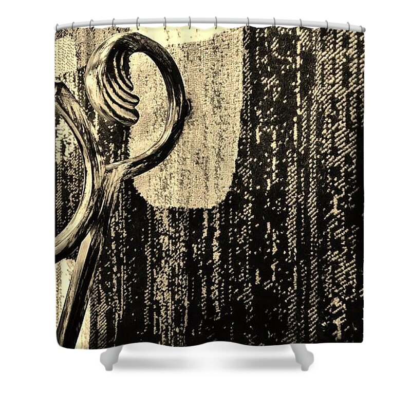 Modern Abstract Shower Curtain featuring the painting Swirlpads Sepia by Rob Hans
