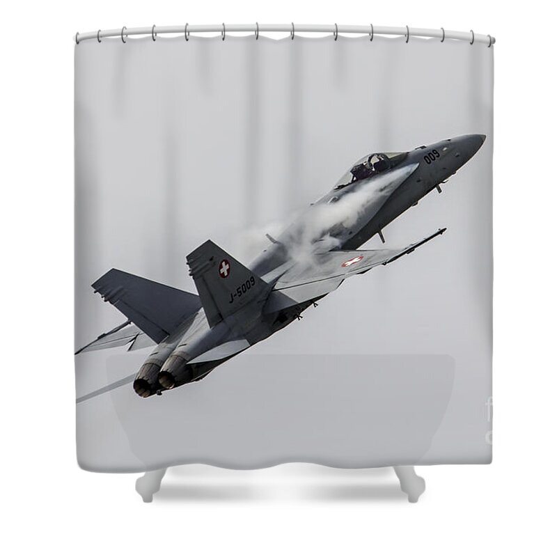 F18 Shower Curtain featuring the photograph Swiss Hornet by Airpower Art
