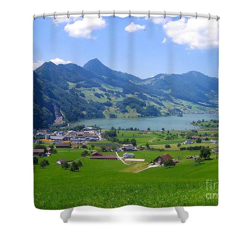 Alps Shower Curtain featuring the photograph Swiss Landscape by Amanda Mohler
