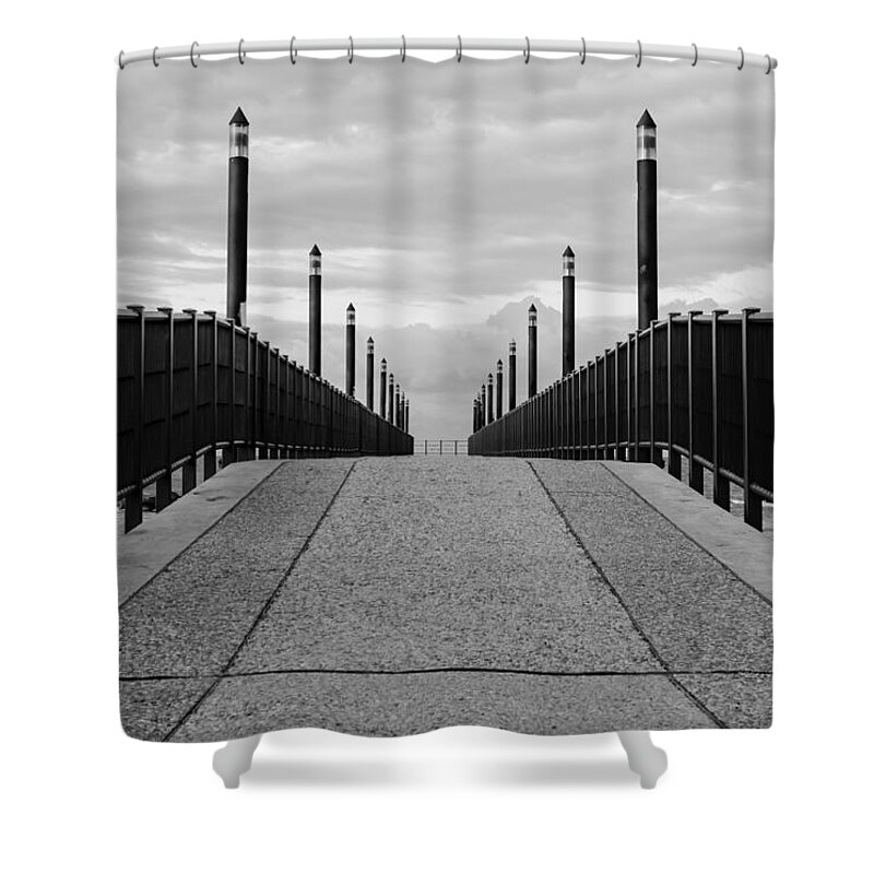 Monochrome Shower Curtain featuring the photograph Symmetry in black and white by AM FineArtPrints