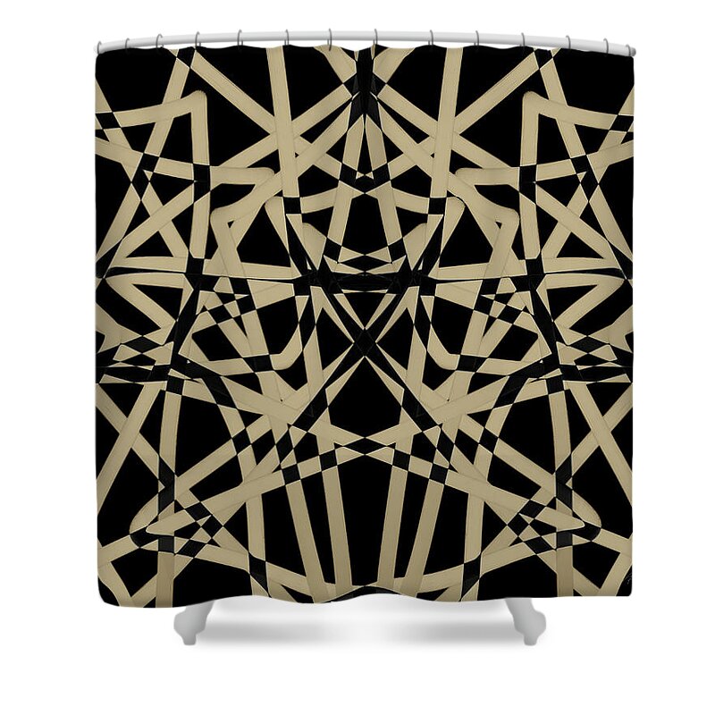 Abstract Shower Curtain featuring the painting Symmetry on Black - abstract - art by Ann Powell