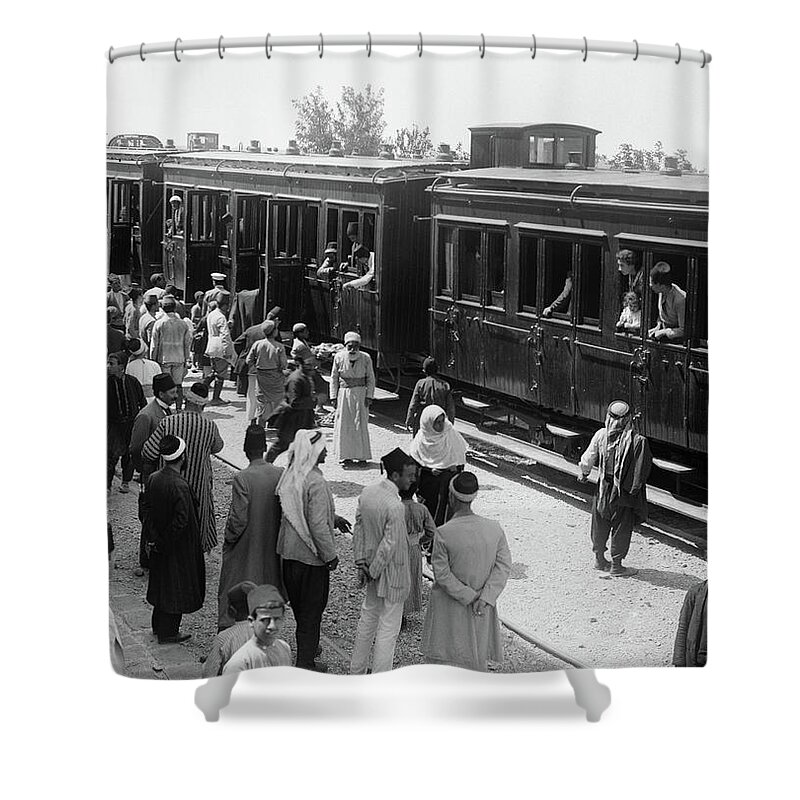 1910 Shower Curtain featuring the photograph Syria Train Station, C1910 by Granger