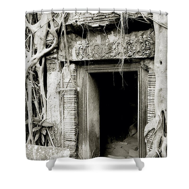 Ancient Shower Curtain featuring the photograph Ta Prohm Doorway by Shaun Higson