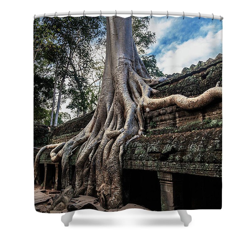 Cambodian Culture Shower Curtain featuring the photograph Ta Prohm Temple by Www.sergiodiaz.net