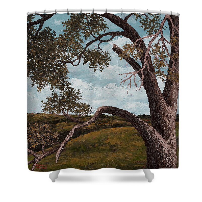 Landscape Shower Curtain featuring the painting Table Mountain 3 by Darice Machel McGuire
