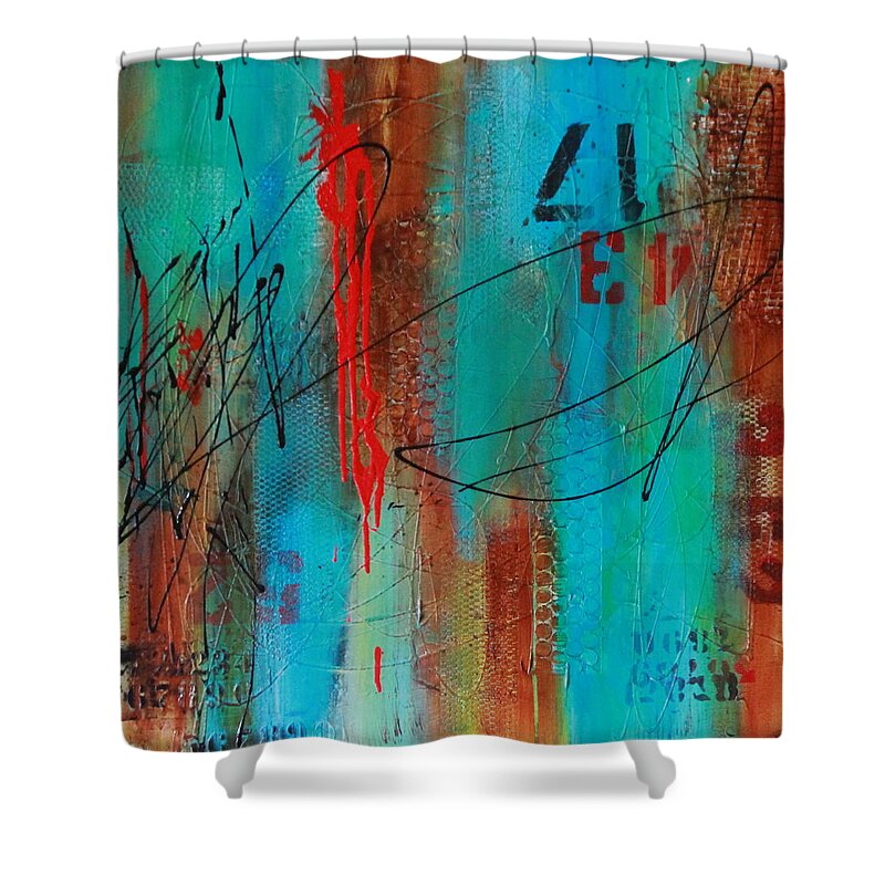 Mixed Media Shower Curtain featuring the painting Tagged #2 by Lauren Petit
