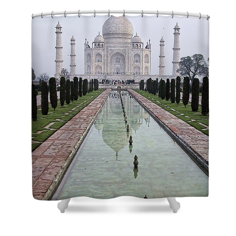 India Shower Curtain featuring the photograph Taj Mahal Early Morning by John Hansen