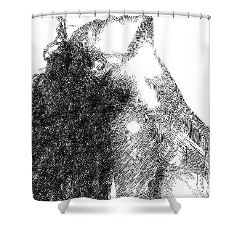 Ink Drawing Shower Curtain featuring the digital art Take it all In by Rafael Salazar