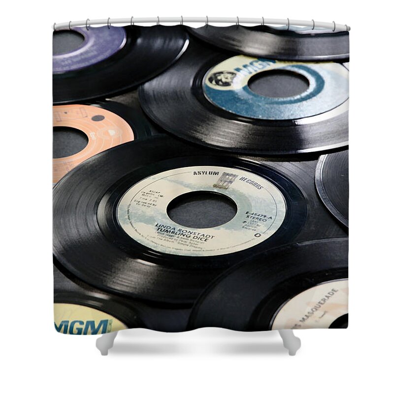 Records Shower Curtain featuring the photograph Take Those Old Records Off The Shelf by Athena Mckinzie