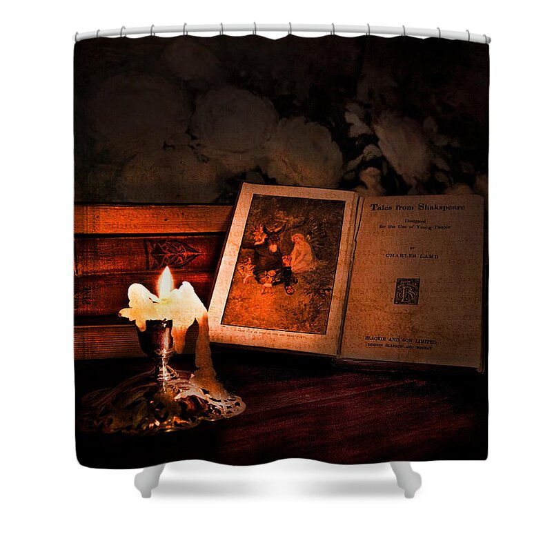 Vintage Still Life Shower Curtain featuring the photograph Tales From Shakespeare by Theresa Tahara