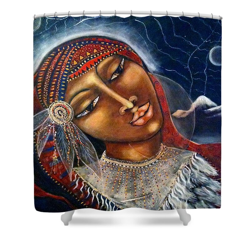 Sacred Art Shower Curtain featuring the painting Taliswoman by Maya Telford