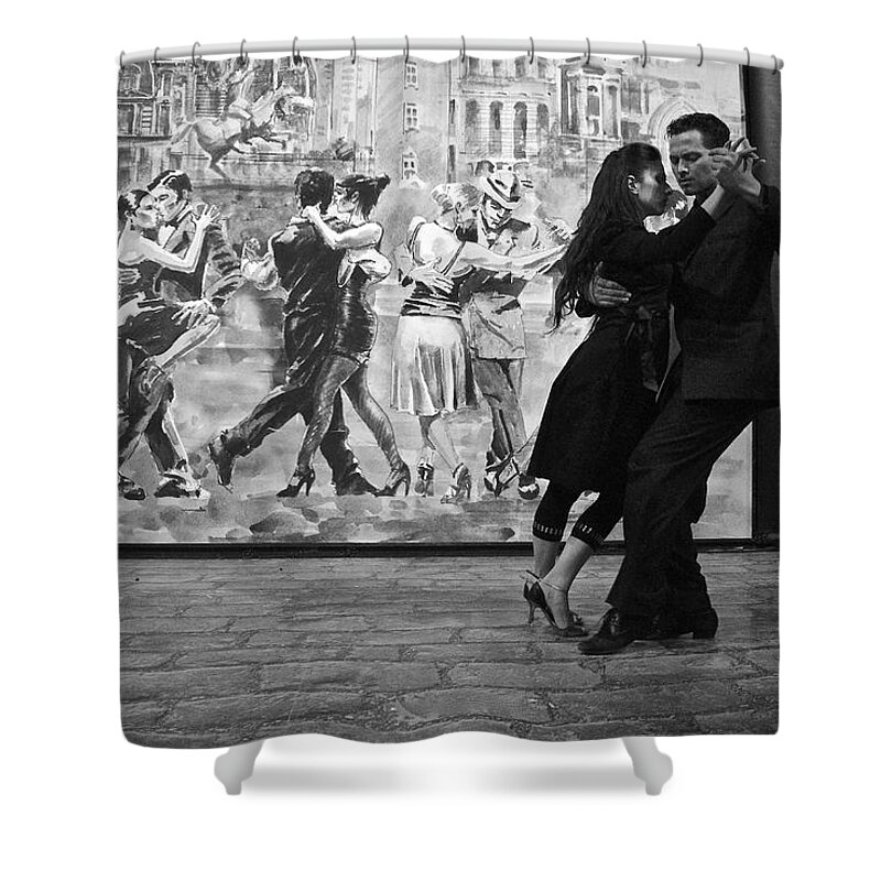 Tango Shower Curtain featuring the photograph Tango Dancers in Buenos Aires by Venetia Featherstone-Witty