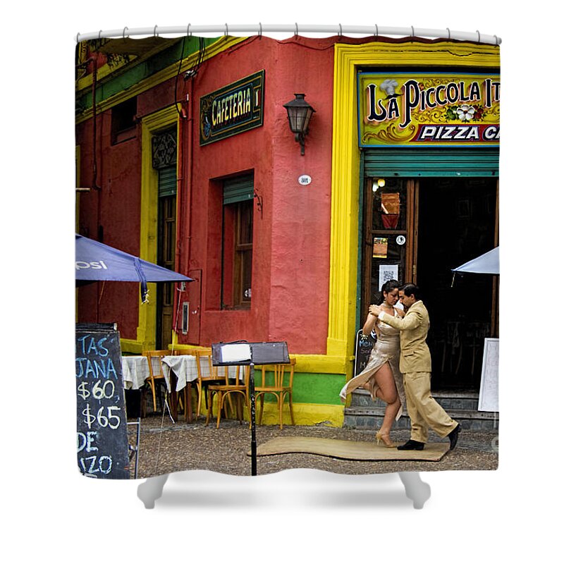 Buenos Aires Shower Curtain featuring the photograph Tango Dancing in La Boca by David Smith