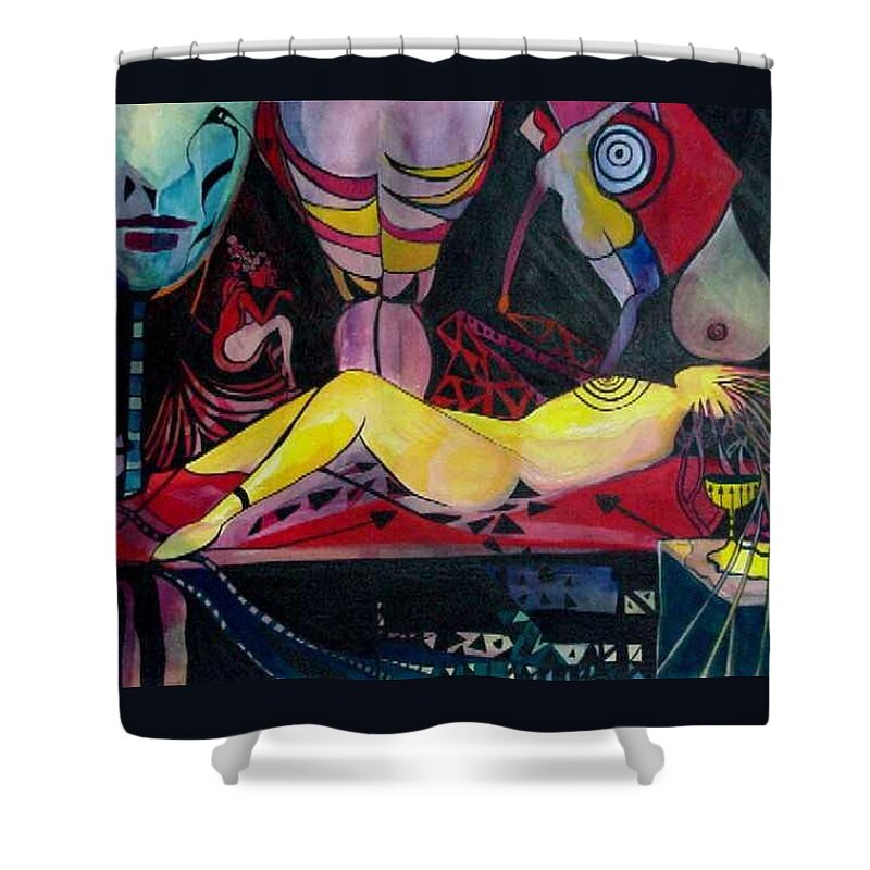 Women Shower Curtain featuring the painting Target Practice by Carolyn LeGrand