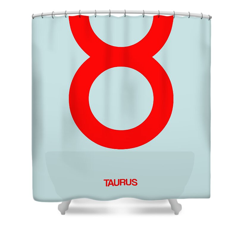 Taurus Shower Curtain featuring the digital art Taurus Zodiac Sign Red by Naxart Studio