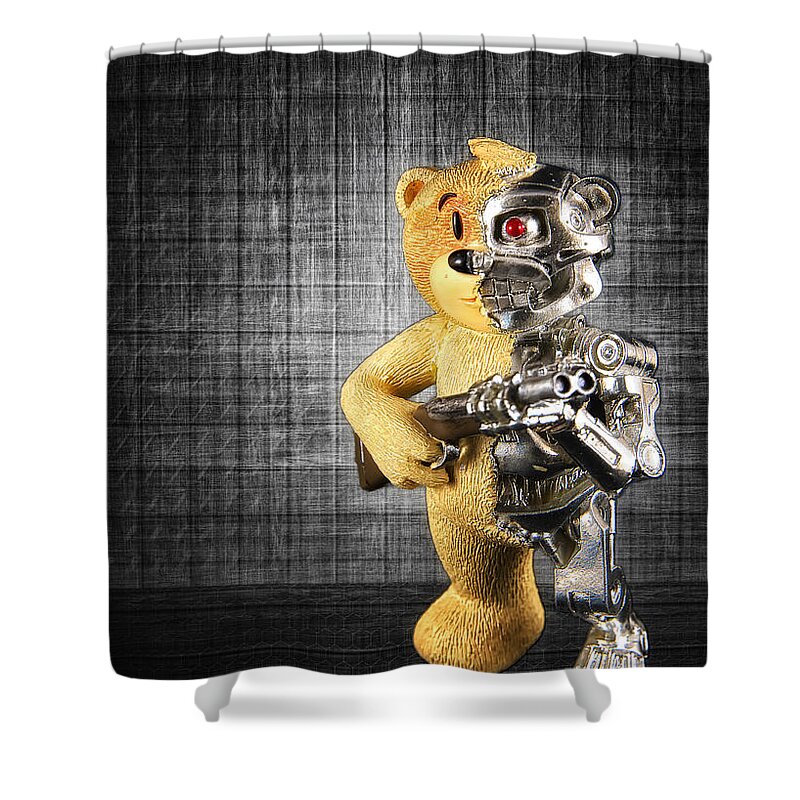 Figure Shower Curtain featuring the photograph Teddynator by Bill and Linda Tiepelman