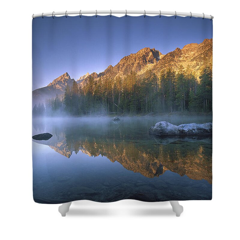 Feb0514 Shower Curtain featuring the photograph Teewinot Mountain Grand Teton Np Wyoming by Tim Fitzharris