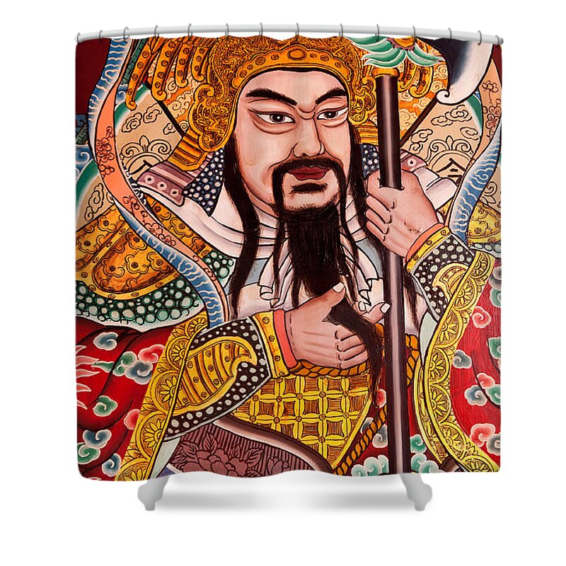 Bright Shower Curtain featuring the photograph Temple Door 03 by Rick Piper Photography