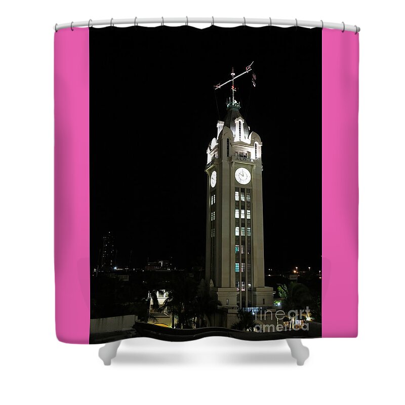Clock Shower Curtain featuring the photograph Ten PM in Honolulu by Phyllis Kaltenbach