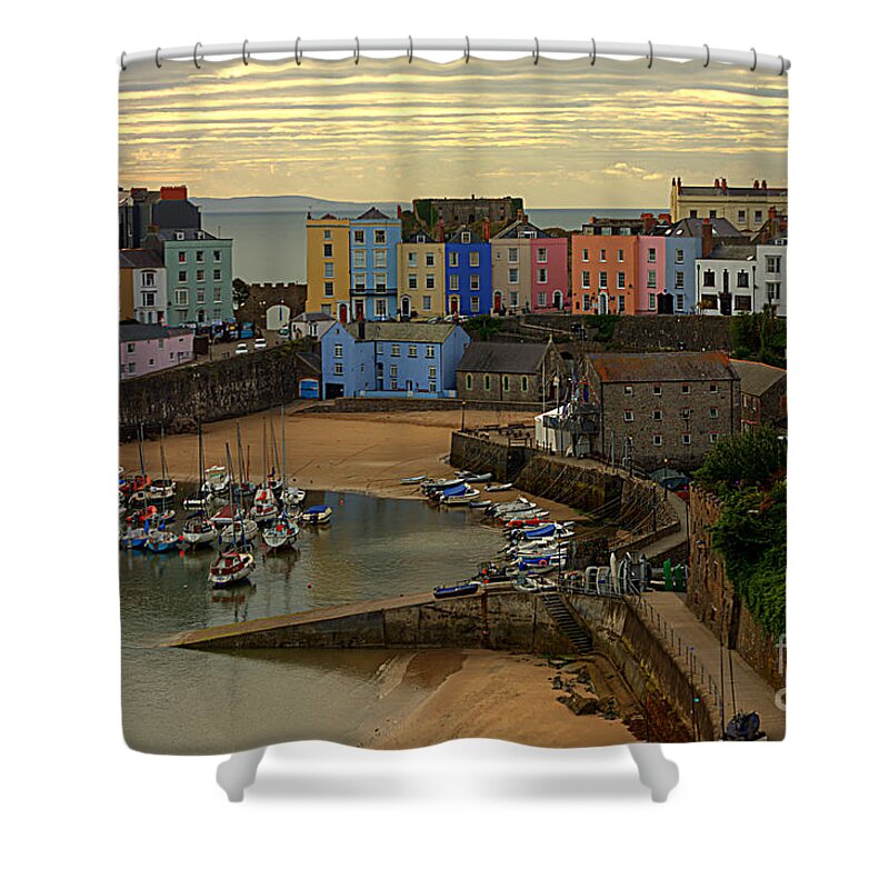 Tenby Shower Curtain featuring the photograph Tenby Harbour in the Morning by Jeremy Hayden