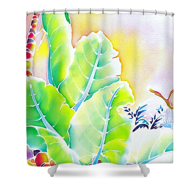 Evening Light Shower Curtain featuring the painting Tender evening by Hisayo OHTA