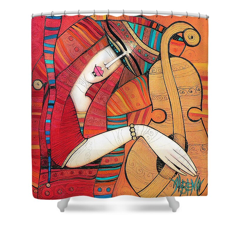 Albena Shower Curtain featuring the painting Tenderly by Albena Vatcheva