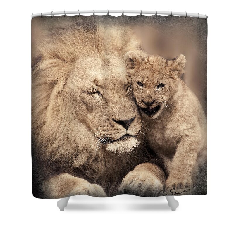 Lion Shower Curtain featuring the photograph Tenderness by Christine Sponchia