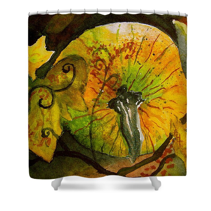 Pumpkin Shower Curtain featuring the painting Tendrils by Beverley Harper Tinsley