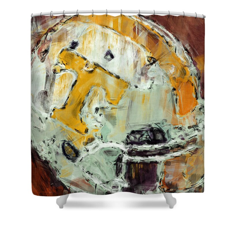 Tennessee Shower Curtain featuring the digital art Tennessee Volunteers Helmet Abstract by David G Paul