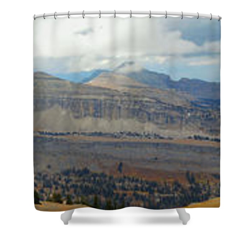 Panorama Shower Curtain featuring the photograph Teton Canyon Shelf by Raymond Salani III