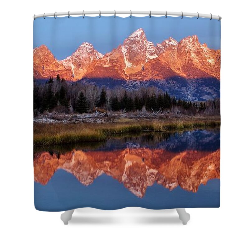 Grand Tetons Shower Curtain featuring the photograph Teton Majesty by Benjamin Yeager