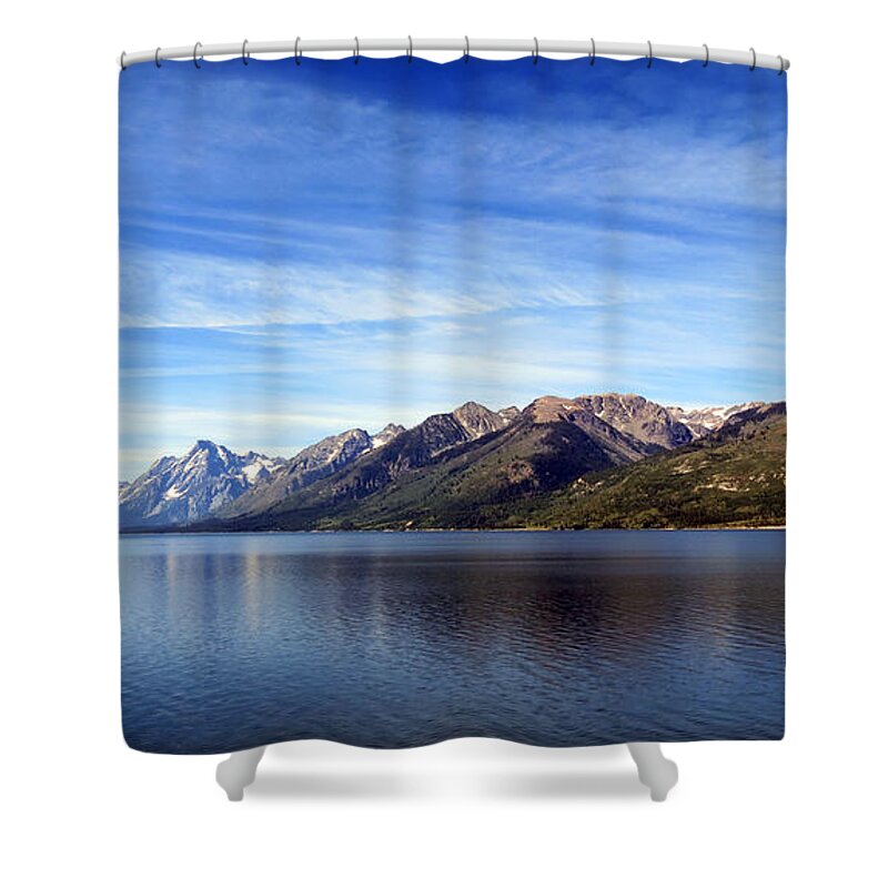 Tetons By The Lake Shower Curtain featuring the photograph Tetons By The Lake by Ausra Huntington nee Paulauskaite
