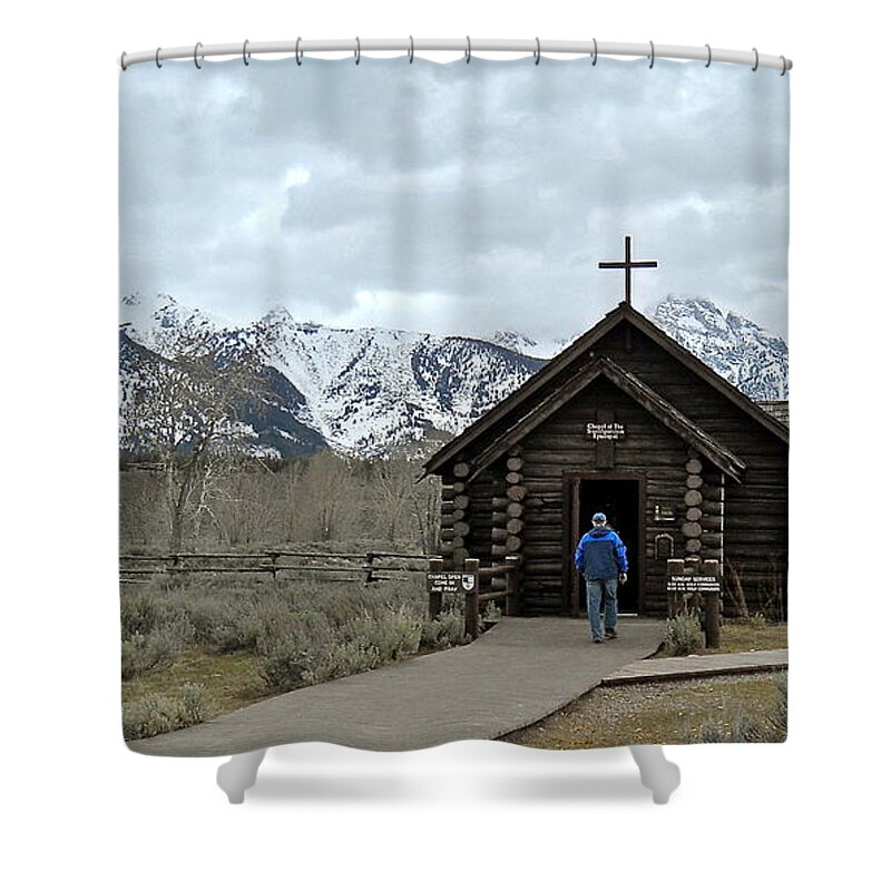 Grand Teton National Park Shower Curtain featuring the photograph Tetons Chapel of the Transfiguration by Michele Myers