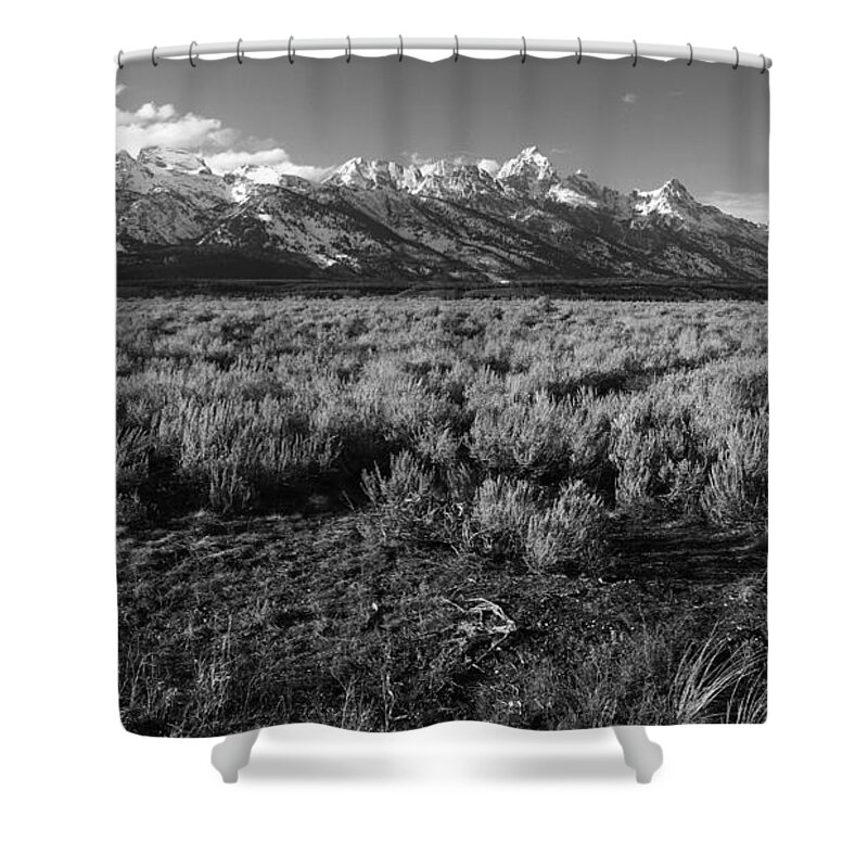 Tetons Shower Curtain featuring the photograph Tetons in Black and White by Edward R Wisell