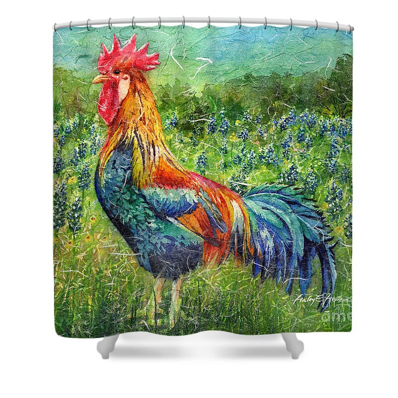Rooster Shower Curtain featuring the painting Texas Glory by Hailey E Herrera