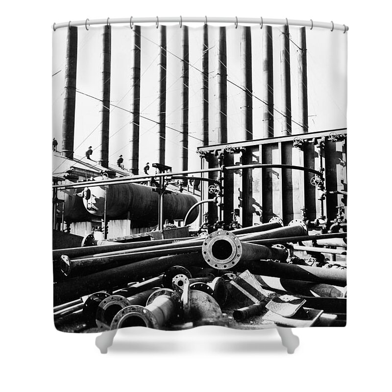 1942 Shower Curtain featuring the photograph Texas Refinery, 1942 by Granger