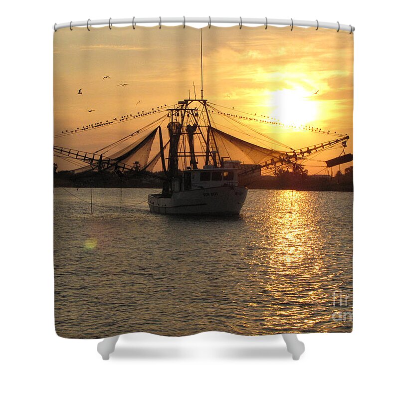 Fishing Trip Shower Curtain featuring the photograph Texas Shrimp Boat by Jimmie Bartlett