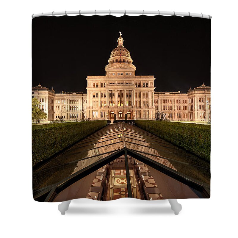 Austin Shower Curtain featuring the photograph Texas State Capitol Building At Night by Todd Aaron