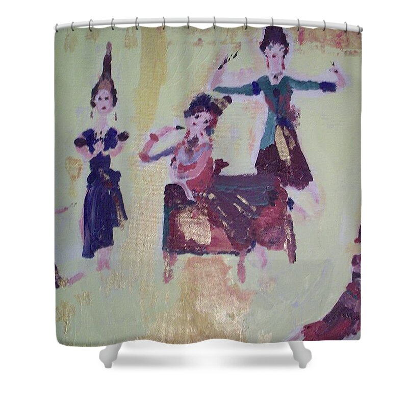 Dance Shower Curtain featuring the painting Thai Dance by Judith Desrosiers