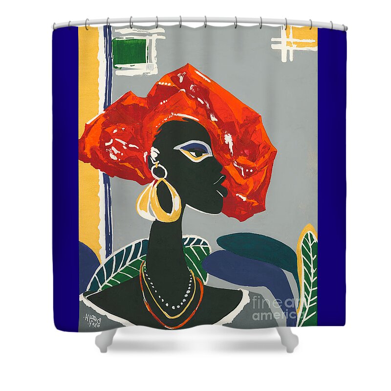 Black Shower Curtain featuring the painting The Ambassador by Elisabeta Hermann