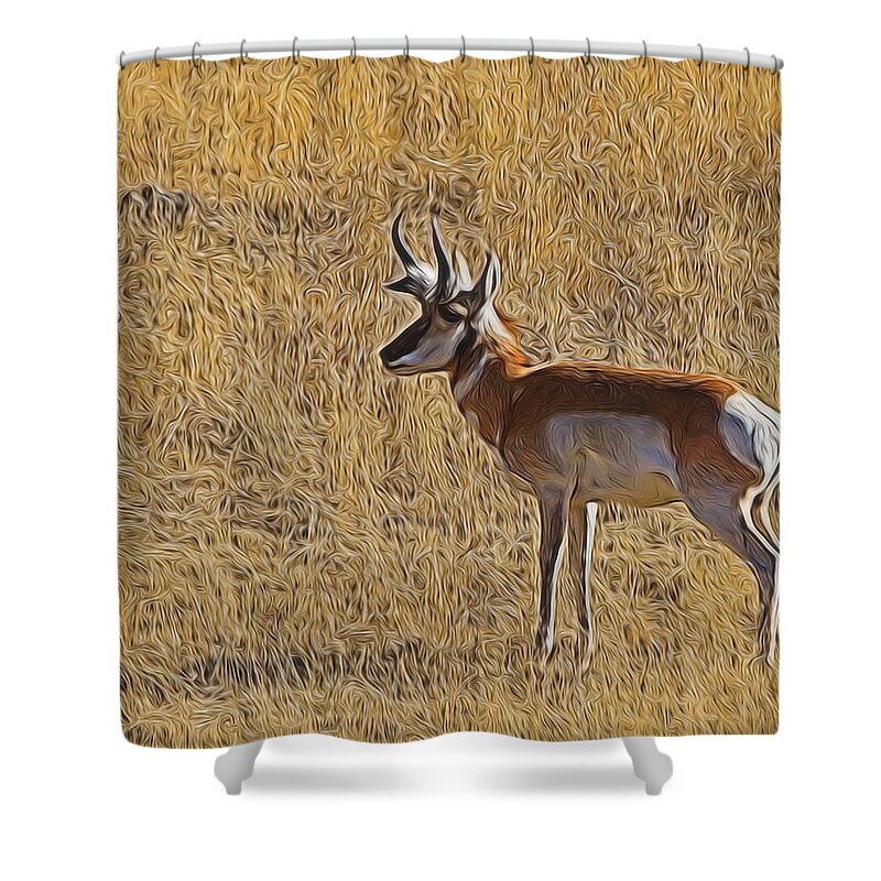Animals Shower Curtain featuring the digital art The Antelope 3 Digital Art by Ernest Echols