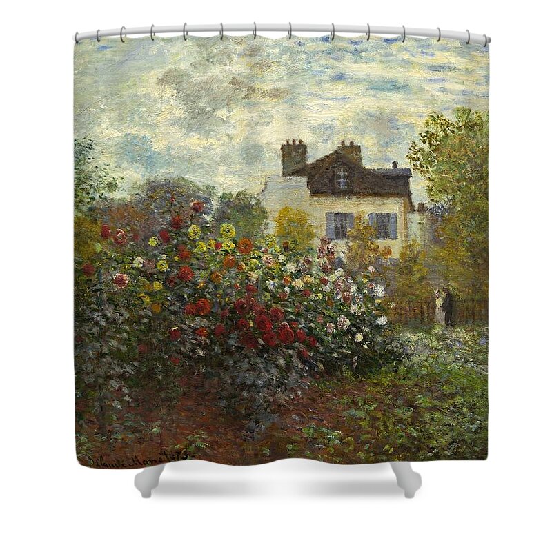 Claude Monet Shower Curtain featuring the painting The Artist's Garden In Argenteuil by Claude Monet